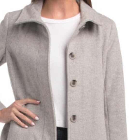 COLE HAAN Light Grey Wool Blend Maxi Coat - Picture 3 of 3